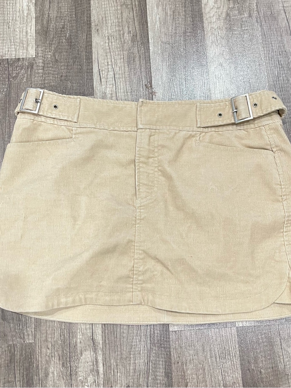 Armani Exchange Beige Corduroy Mini Skirt with Belt Detail | Size 10